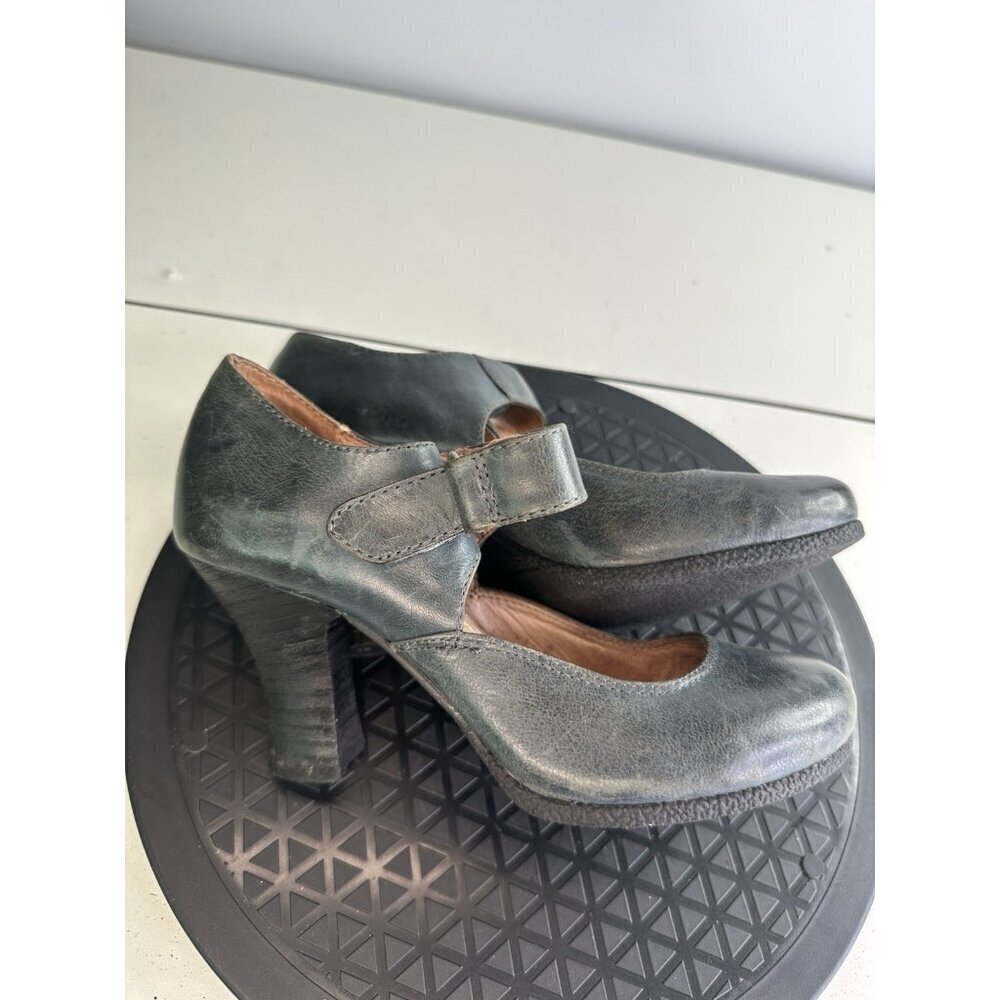Miz Mooz Kora Gray Leather Mary Jane Heels Chunky Heel Sz 36/6 Twee Lagenlook - Picture 7 of 11
